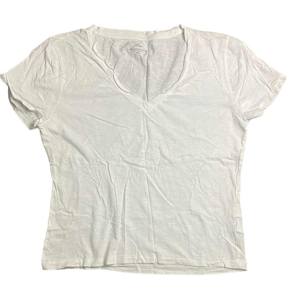 J. Crew White V-Neck Short Sleeve Tee